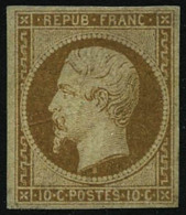 N°9 10c Bistre Neuf Sans Gomme, Infime Restauration , 2 Certificats Brun + JF Brun - B - 1852 Louis-Napoléon