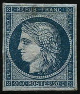 N°8b 20c Bleu S/azuré (non émis) Signé Brun, Roumet Et Thiaude - TB - 1849-1850 Cérès