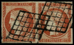 N°5 40c Orange, Paire Signé Brun  - TB - 1849-1850 Ceres