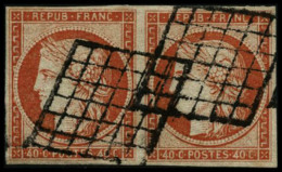 N°5 40c Orange, Paire Signé Brun  - TB - 1849-1850 Cérès