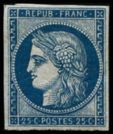 N°4d 25c Bleu, Réimp - TB - 1849-1850 Ceres
