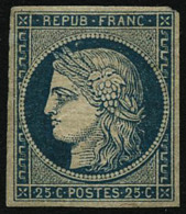 N°4 25c Bleu, Infime Trace  Signé Calves - TB - 1849-1850 Ceres
