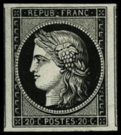 N°3f 20c Noir Réimp - TB - 1849-1850 Cérès