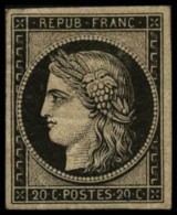N°3F 20c Noir Réimp - TB - 1849-1850 Ceres