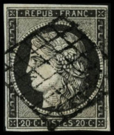 N°3c 20c Gris-noir, Signé Calves Et JF Brun - B - 1849-1850 Ceres