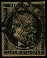 N°3b 20c Noir S/Chamois - TB - 1849-1850 Ceres