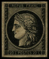 N°3 20c Noir S/jaune - TB - 1849-1850 Cérès