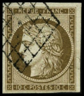 N°1a 10c Bistre-brun, Signé Brun - TB - 1849-1850 Ceres