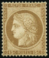 N°55 15c Bistre, Signé Brun - TB - 1871-1875 Ceres