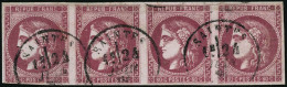 N°49 80c Rose, Bande De 4, Càd Type 16 Saintes, Quelqies Défauts, Bel Aspect - B - 1870 Bordeaux Printing