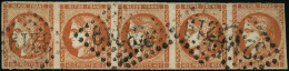 N°48 40c Orange, Bande De 5 GC 3219, Marges Parfois Décentrées (5è T Touché) - TB - 1870 Bordeaux Printing