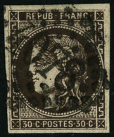 N°47b 30c Brun-noir, Superbe Nuance Foncée  RARE - TB - 1870 Bordeaux Printing