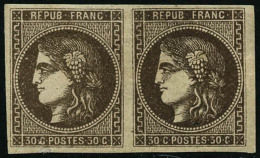 N°47 30c Brun, Paire Signé Calves - TB - 1870 Bordeaux Printing