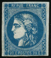 N°46B 20c Bleu, Type III R2, Signé Calves - TB - 1870 Bordeaux Printing
