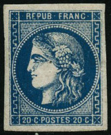 N°46B 20c Bleu, Type III R2, Signé Roumet Et Robineau - TB - 1870 Bordeaux Printing