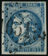 N°46Ad 20c Outremer Type III, R1 - TB - 1870 Bordeaux Printing