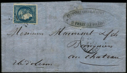 N°44B 20c Bleu Type I, R2 S/lettre - TB - 1870 Bordeaux Printing