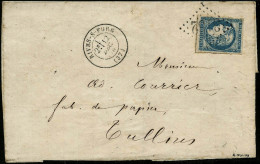 N°44A 20c Bleu, Type I R1s/lettre, Cachet D'arrivée Au Verso - TB - 1870 Bordeaux Printing