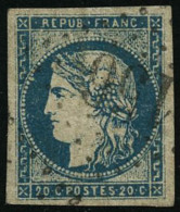 N°44A 20c Bleu R1 Type I - TB - 1870 Bordeaux Printing