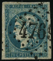 N°44A 20c Bleu R1 Type I - TB - 1870 Bordeaux Printing
