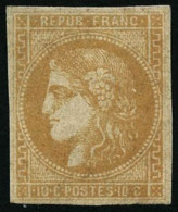 N°43Ba 10c Bistre Orangé R2 - TB - 1870 Bordeaux Printing