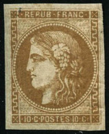 N°43A 10c Bistre, R1 Signé Brun - TB - 1870 Bordeaux Printing