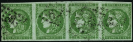 N°42B 5c Vert-jaune R2, Bande De 4 - TB - 1870 Bordeaux Printing
