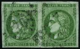 N°42B 5c Vert-jaune R2, Paire  - B - 1870 Bordeaux Printing