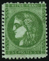 N°42B 5c Vert -jaune R2, Percé En Ligne - TB - 1870 Bordeaux Printing