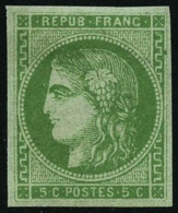 N°42B 5c Vert-jaune R2 - TB - 1870 Bordeaux Printing