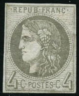 N°41B 4c Gris R2, Signé Thiaude - TB - 1870 Bordeaux Printing