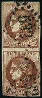 N°40Bg 2c Chocolat R2, Paire - B - 1870 Bordeaux Printing