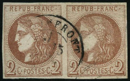 N°40B 2c Brun-rouge R2, Paire, Signé Brun - TB - 1870 Ausgabe Bordeaux