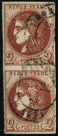 N°40B 2c Brun-rouge R2, Paire - TB - 1870 Ausgabe Bordeaux