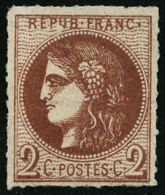 N°40B 2c Brun-rouge R2, Percé En Lignes - B - 1870 Bordeaux Printing