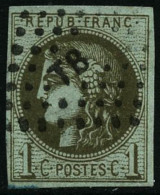 N°39Cc 1c Olive-bronze R3 - TB - 1870 Bordeaux Printing