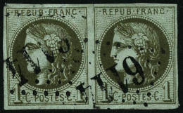 N°39Ca 1c Olive Clair R3, Paire - TB - 1870 Bordeaux Printing