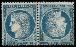 N°37c 20c Bleu, Paire Tête-bêche, Signé Brun - TB - 1870 Siege Of Paris