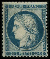 N°37 20c Bleu, Signé Brun Et Roumet - TB - 1870 Belagerung Von Paris