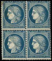 N°37 20c Bleu, Bloc De 4 (3 Timbres Sans Charnière) Signé Calves - TB - 1870 Siege Of Paris