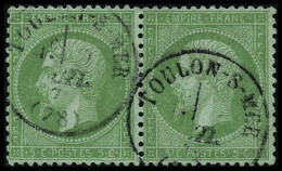 N°35 5c Vert Pâle S/bleu, Paire - TB - 1863-1870 Napoléon III. Laure