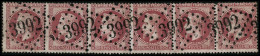 N°32 80c Rose, Bande De 6, GC 3992, 2 Dents Courtes Sur 5ème Timbre Sinon TB - 1863-1870 Napoléon III. Laure
