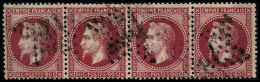 N°32 80c Rose, Bande De 4 - TB - 1863-1870 Napoleon III With Laurels