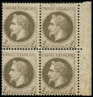 N°27 4c Gris, Bloc De 4  Signé Brun - TB - 1863-1870 Napoleon III With Laurels