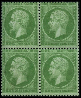 N°20 5c Vert, Bloc De 4 Signé Brun - TB - 1862 Napoleone III