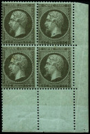 N°19 1c Olive, Bloc De 4 Coin De Feuille, Infime Froissure Sur 1ex - TB - 1862 Napoleone III