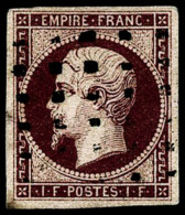 N°18a 1F Carmin Foncé, Signé Calves - TB - 1853-1860 Napoléon III.