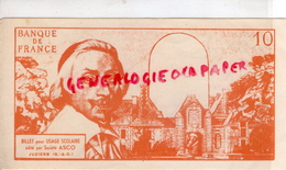 78 - JUZIERS- BANQUE DE FRANCE- BILLET A USAGE SCOLAIRE 10 FRANCS-1-9-63 RICHELIEU - Fiktive & Specimen