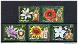ROUMANIE - FLEURS - HORLOGES - 0,50 Lei - 0,60 Lei - 1,00 Lei - 2,40 Lei - 3,10 Lei - 2013 - - Unused Stamps