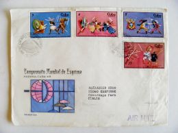 Cover From Cuba To Italy 1969 Knights Fencing Special Cancel On The Back Side Atm Red Cancel - Lettres & Documents